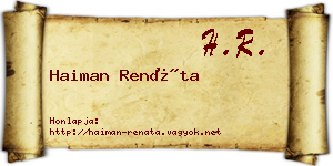 Haiman Renáta névjegykártya